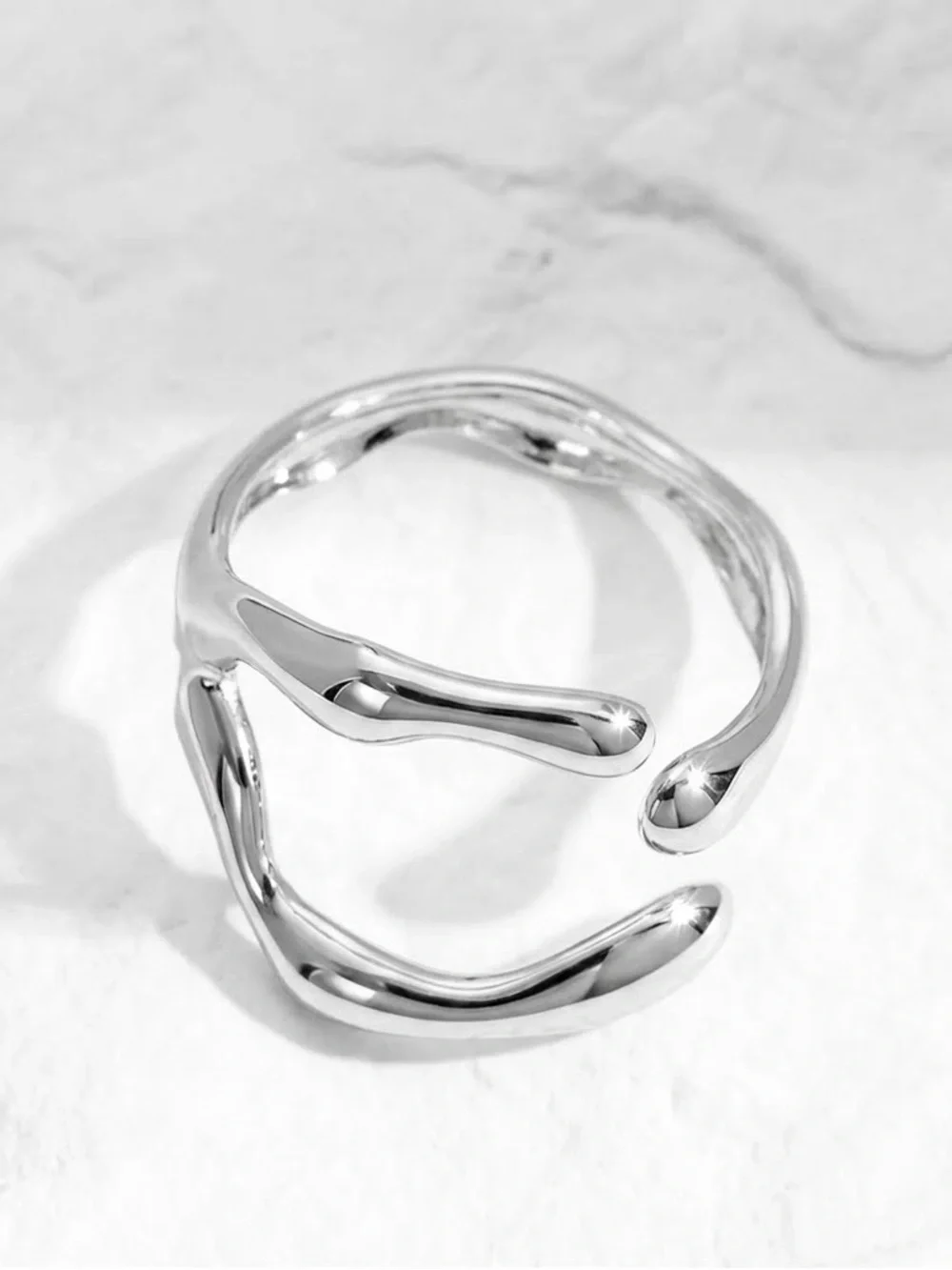 “Melting Metal” Dripping Droplet Blood Liquid Water Goth Edgy Vampire Steel Ring